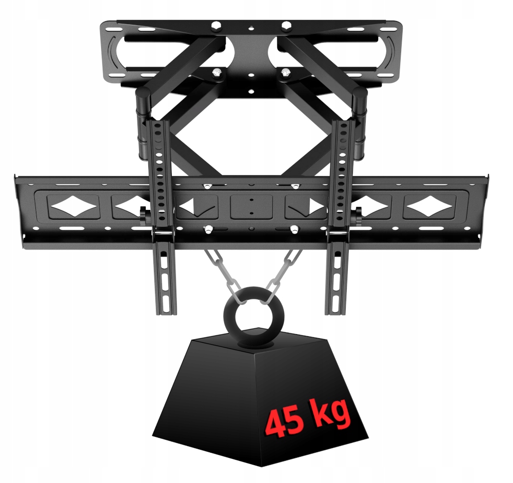 UCHWYT DO TELEWIZORA 32-85 CALI obrotowy EXTRA MOCNY DO 45KG wieszak TV hak Stan opakowania oryginalne