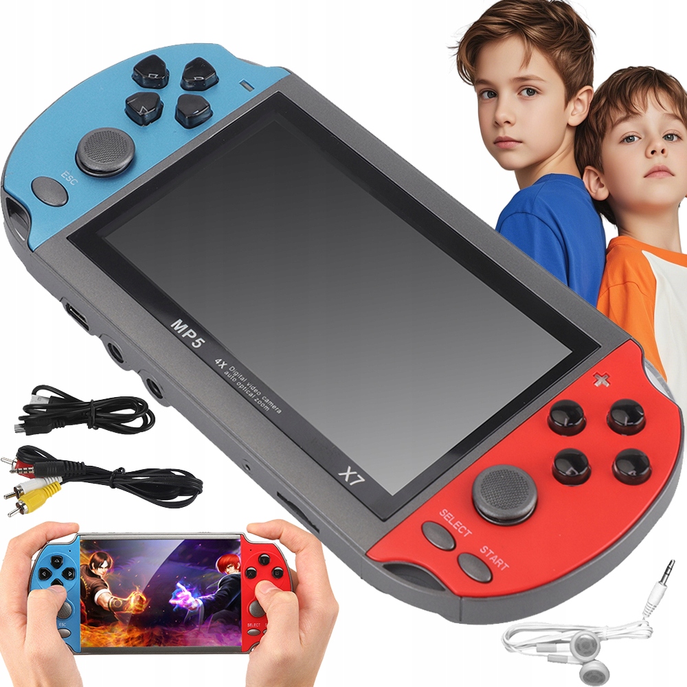 Konsola Przenośna X7 Do Gier Retro Mini Dla Dzieci 8GB Gra Tv 4.3" 1000MAH
