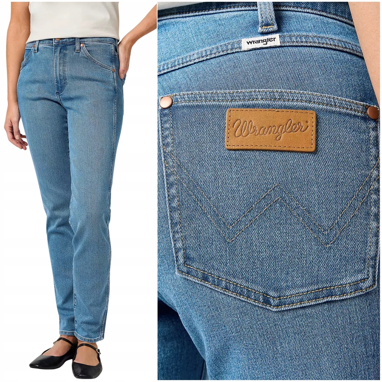 Wrangler Piper Slim Velvet Sky vysoké dámské džínové kalhoty W28 L32