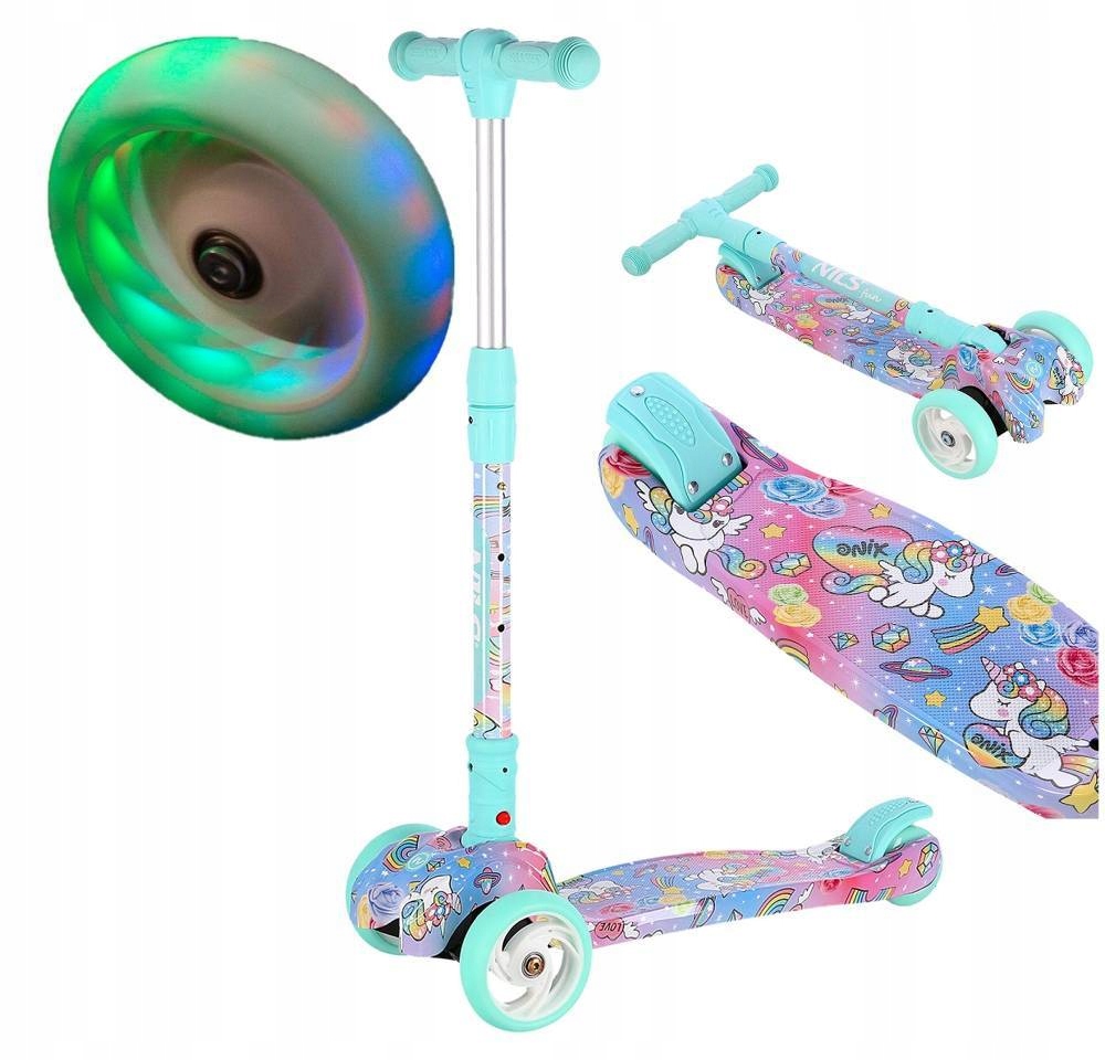 Hulajnoga Trzykołowa Dziecięca Balansowa Regulowana Kierownica Kółka Led