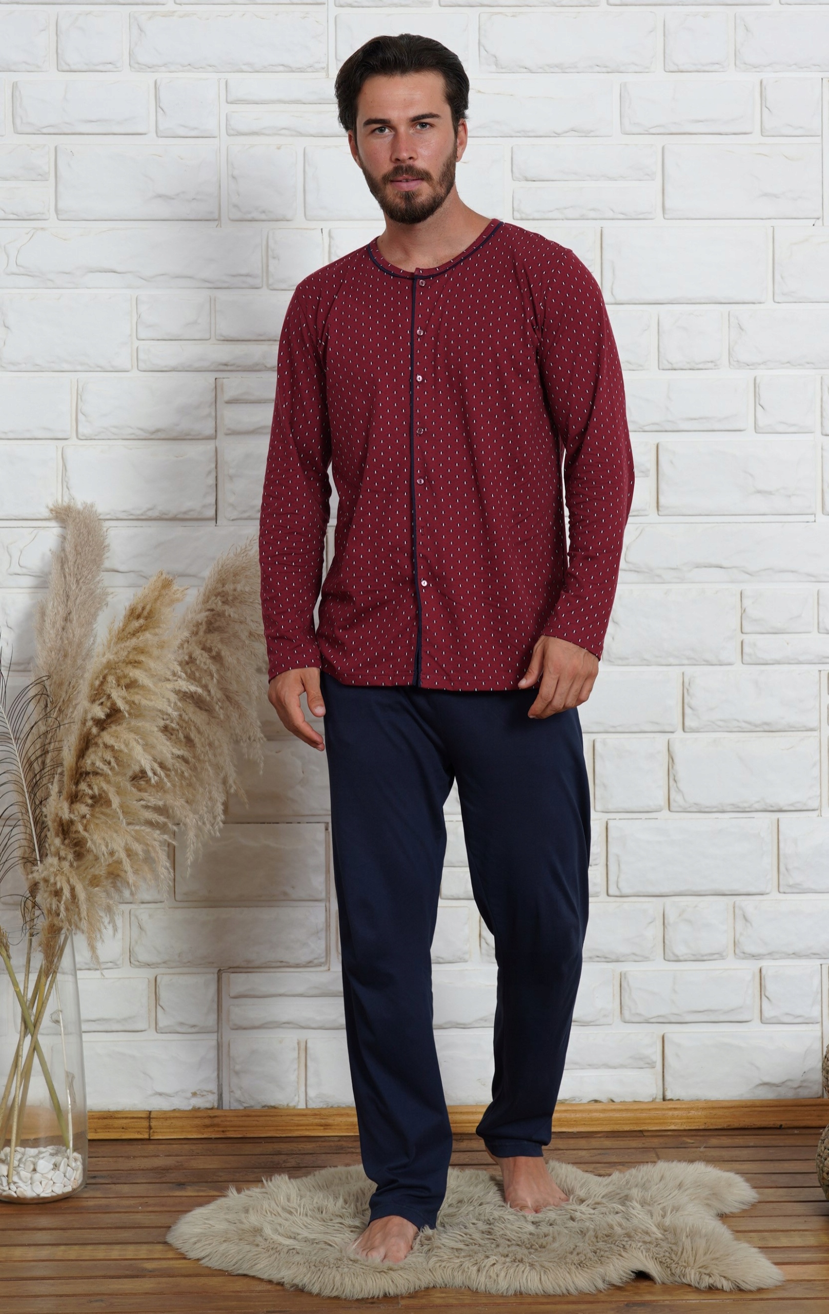 Pánské rozepínací pyžamo Plus Size Vienetta vel. 3XL