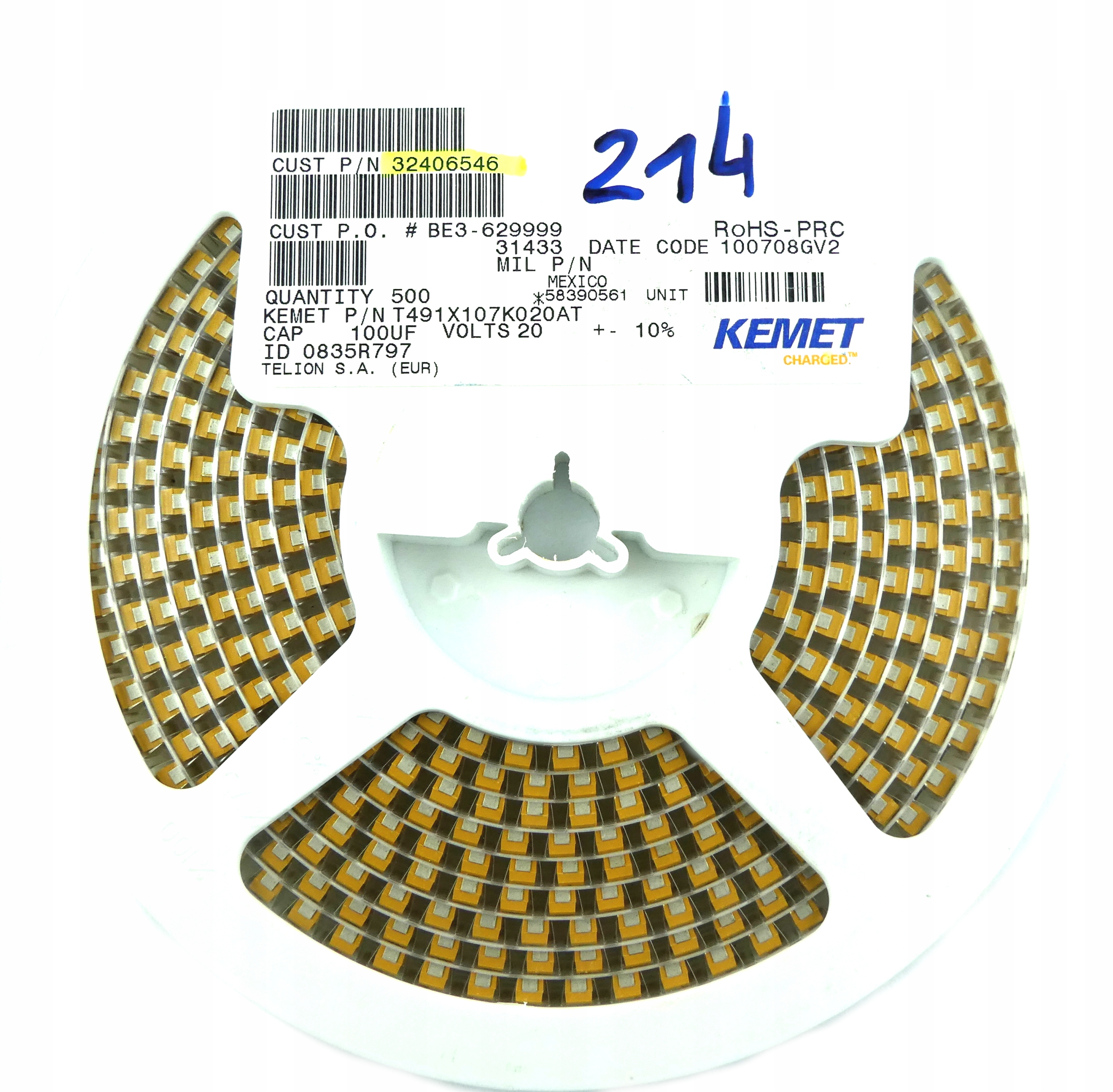 

Tantalowy 100uF 20V DC 10% 10szt.