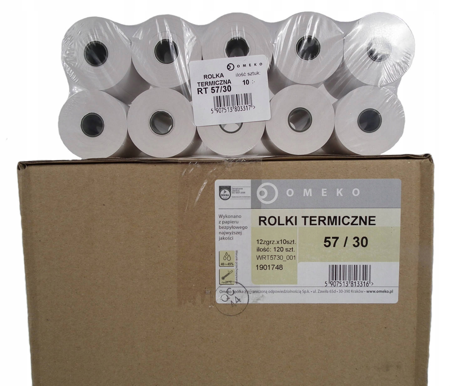 

Rolki termiczne do kas fiskalnych 57x30 Karton 120