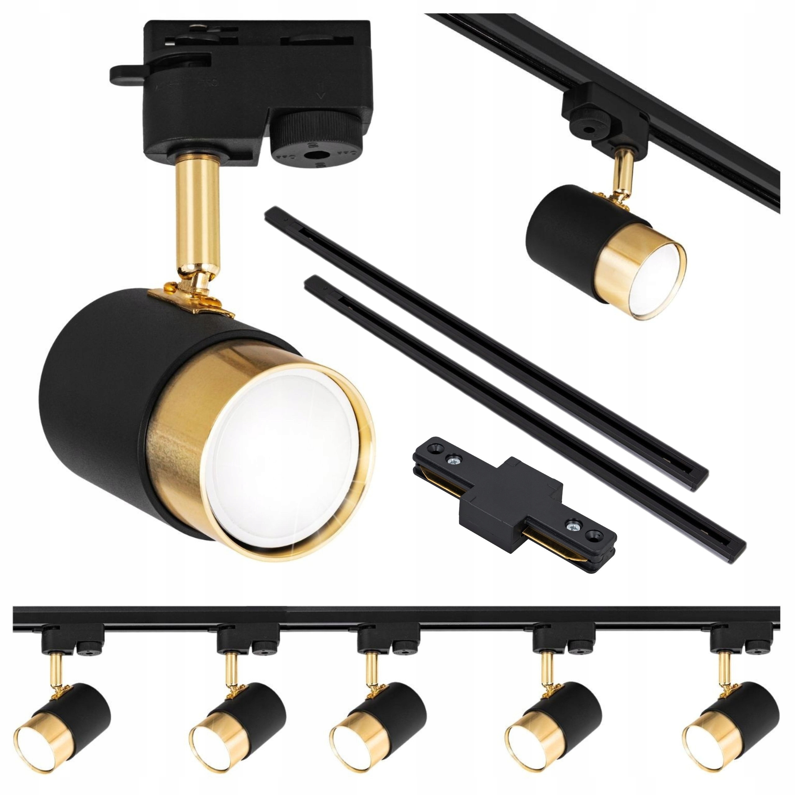 Koľajnica Sada Koľajnica lišta 2m 5x reflektor GU10 Čierna zlatá lampa