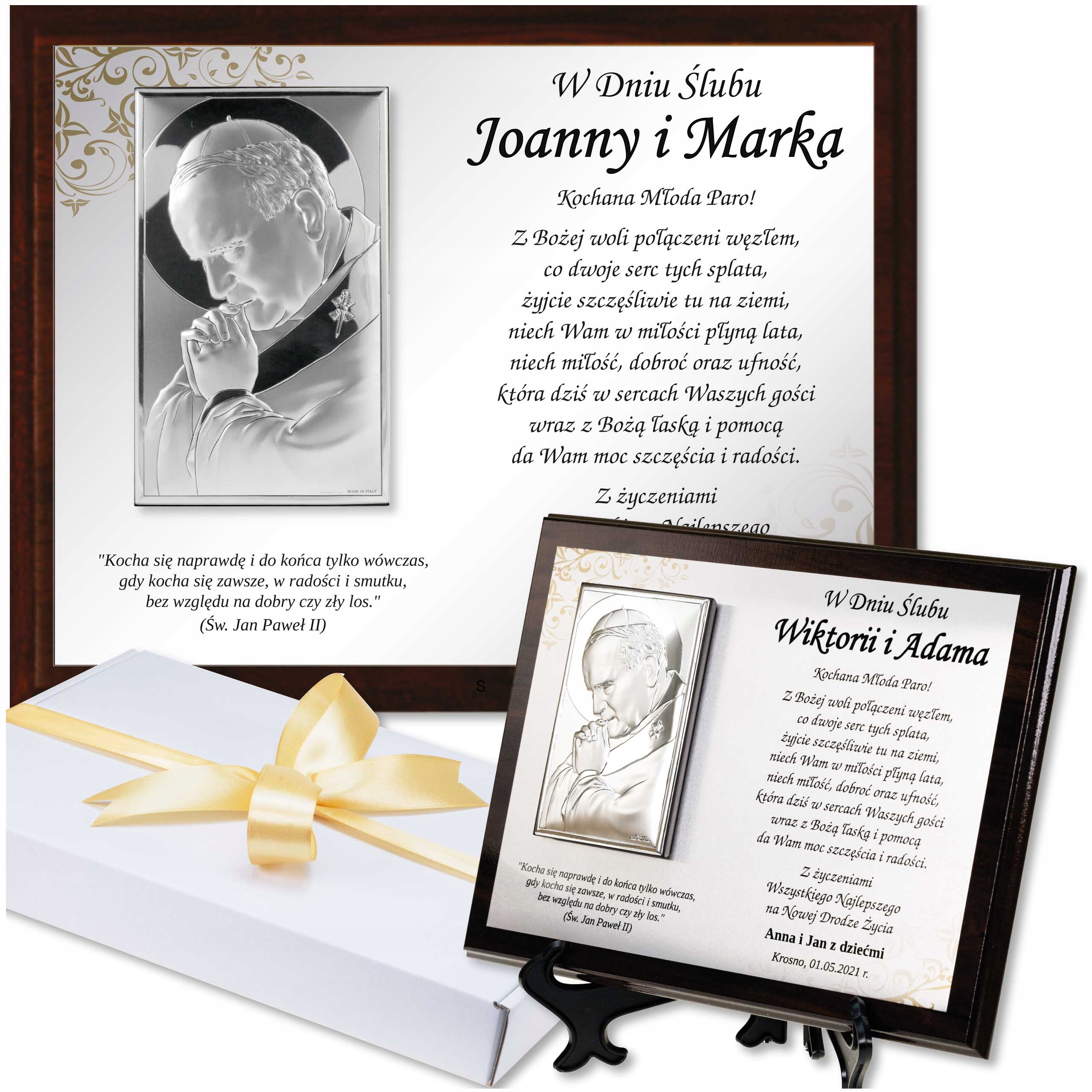 na Ślub Ślubny Życzenia dla Młodej Pary Pamiątka Wesele XL +pudełko