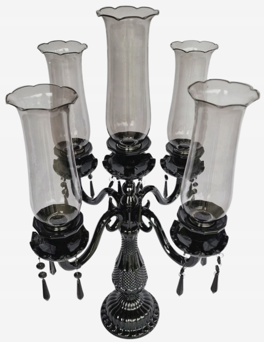 Kandelabra sklenená čierna 69 cm svietnik Kandeláber x5 2559-4