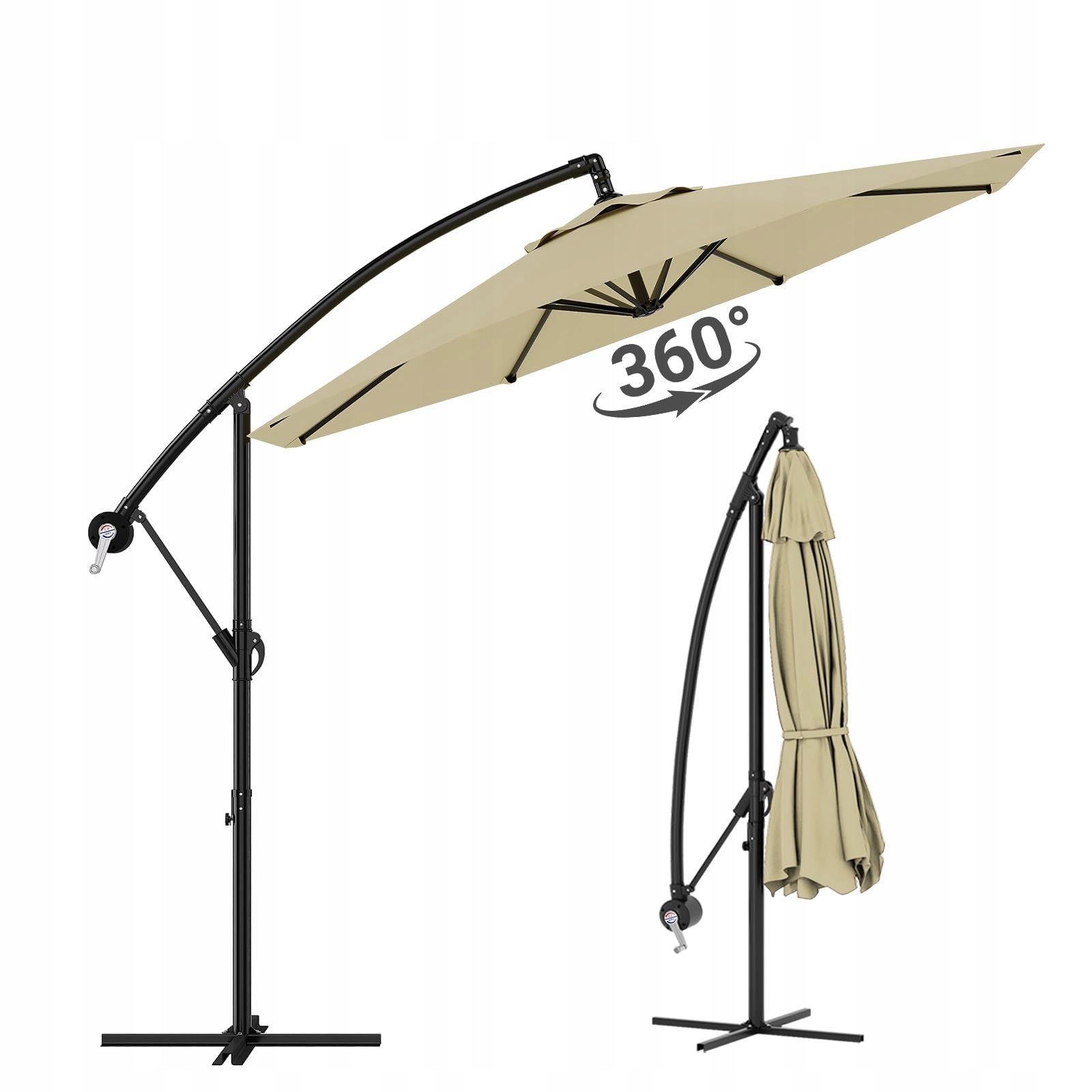 Zahradní slunečník, UV50+, otočný konzolový, ochranný obal, khaki, 3M