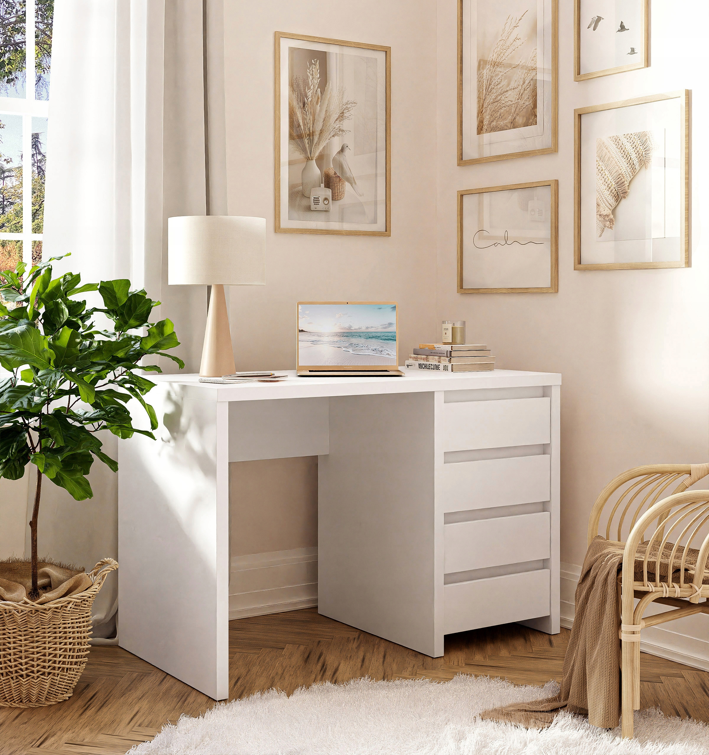 Biurko NETWORK biały mat szuflady Kolor mebla biały