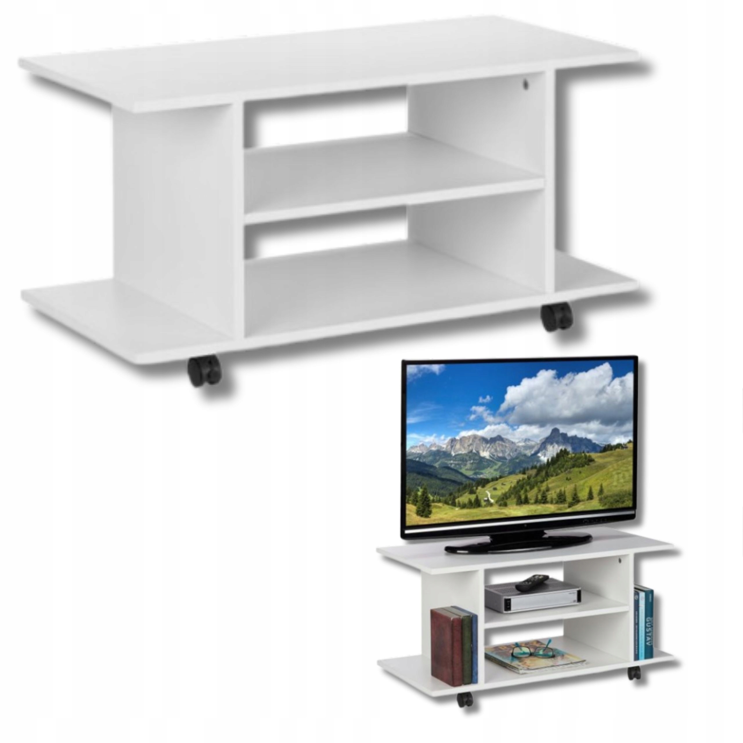 Mobilná Rtv skrinka na kolieskach Komoda pod televízor do obývačky biela