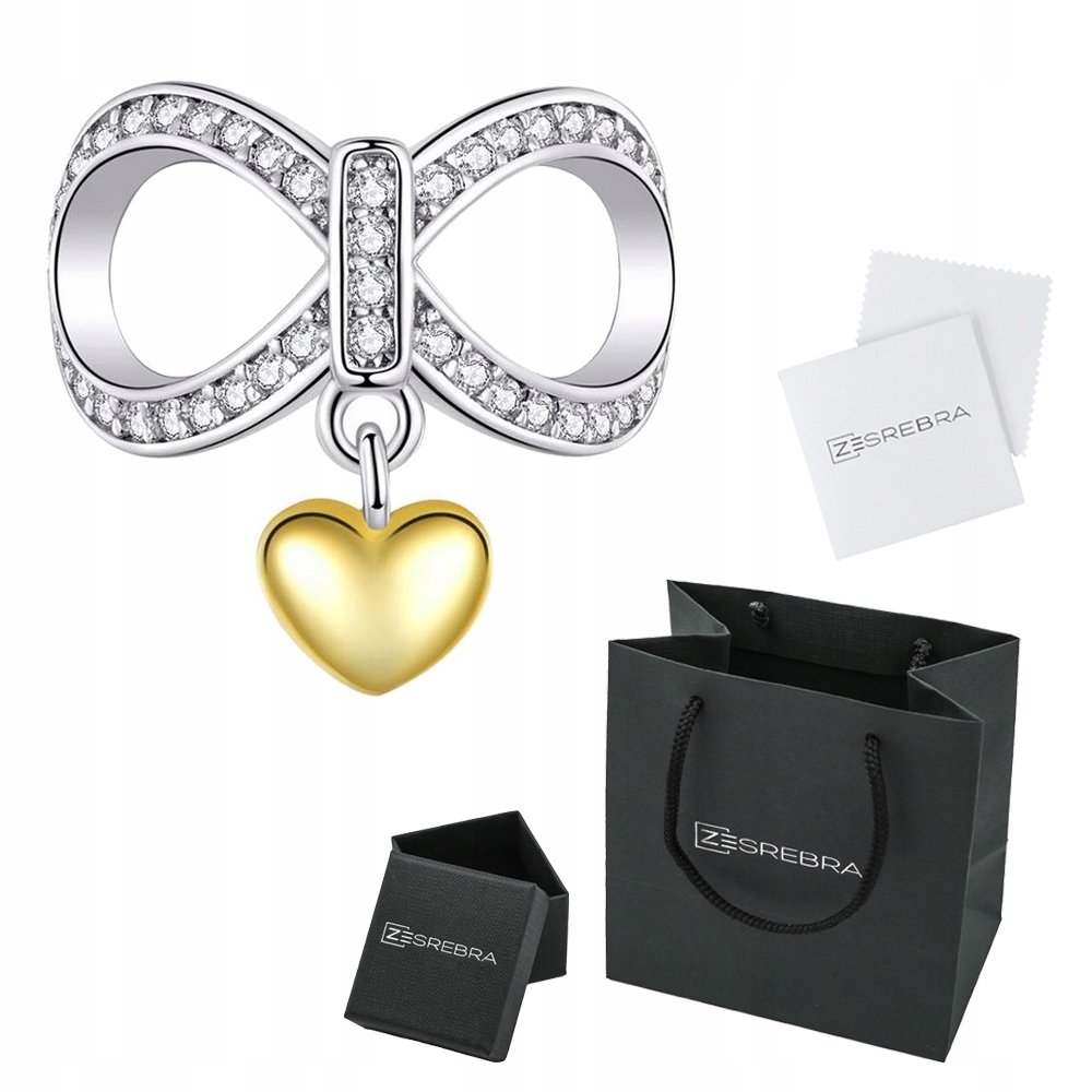 

Charms srebro 925 NIESKOŃCZONOść serce koralik