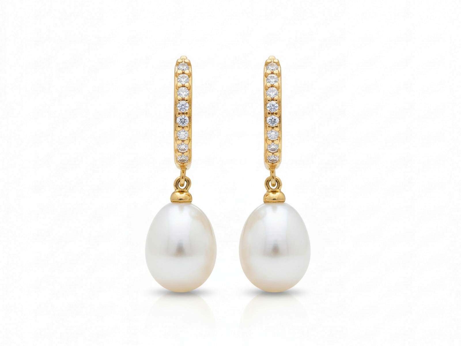 Zlaté Náušnice 585 anglické zapínání malé kroužky s perlou a zirkony