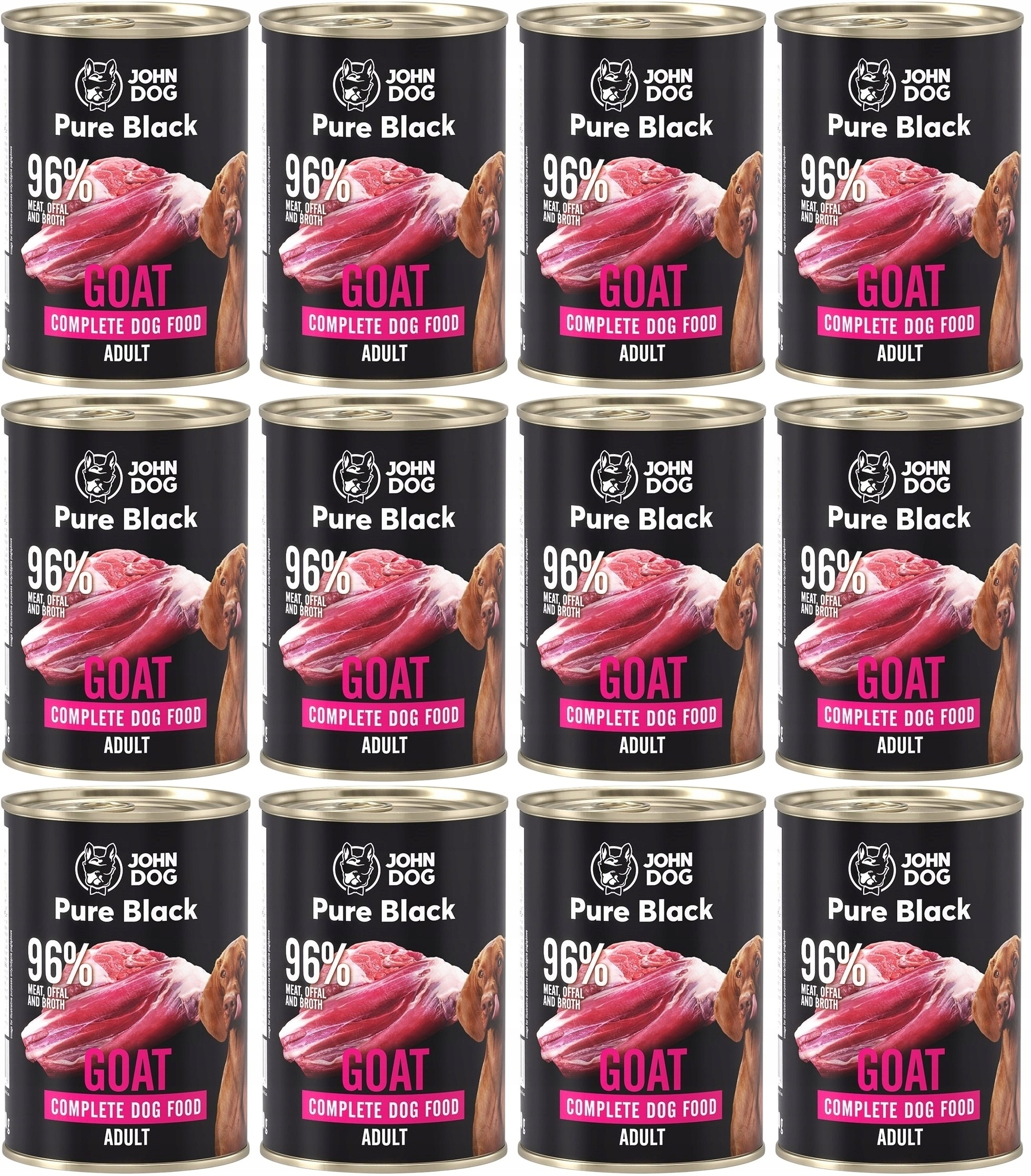 Levně John Dog Pure Black Adult Goat 12 x 400 g