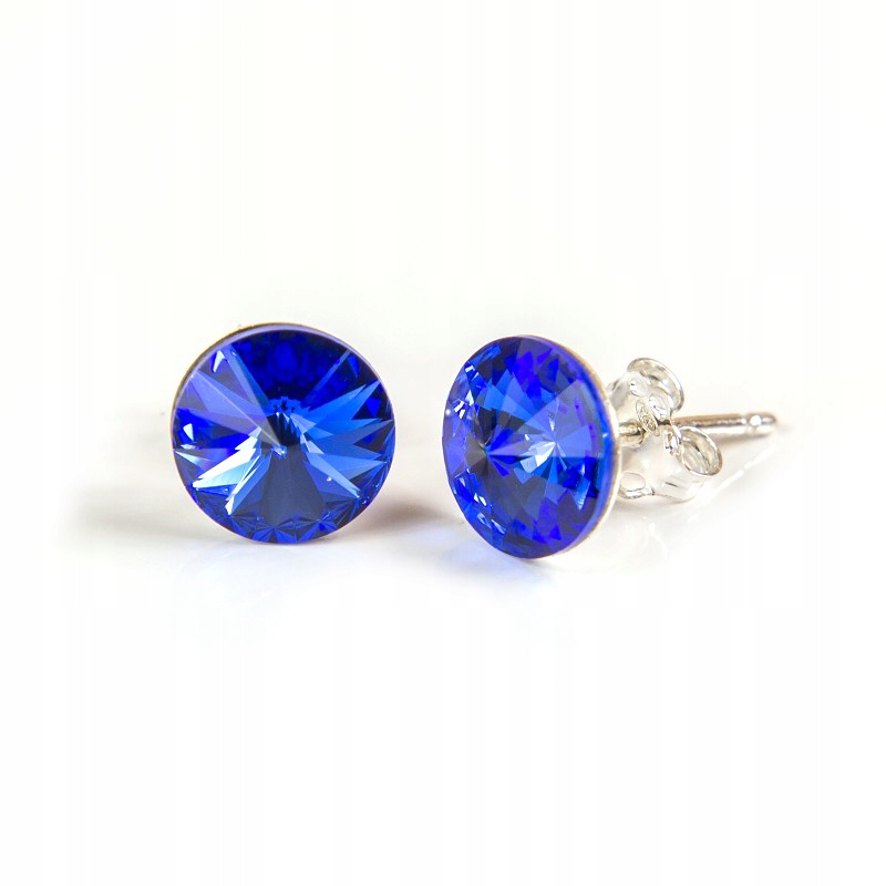 

Srebrne Kolczyki 925 Swarovski Rivoli 6mm Sapphire
