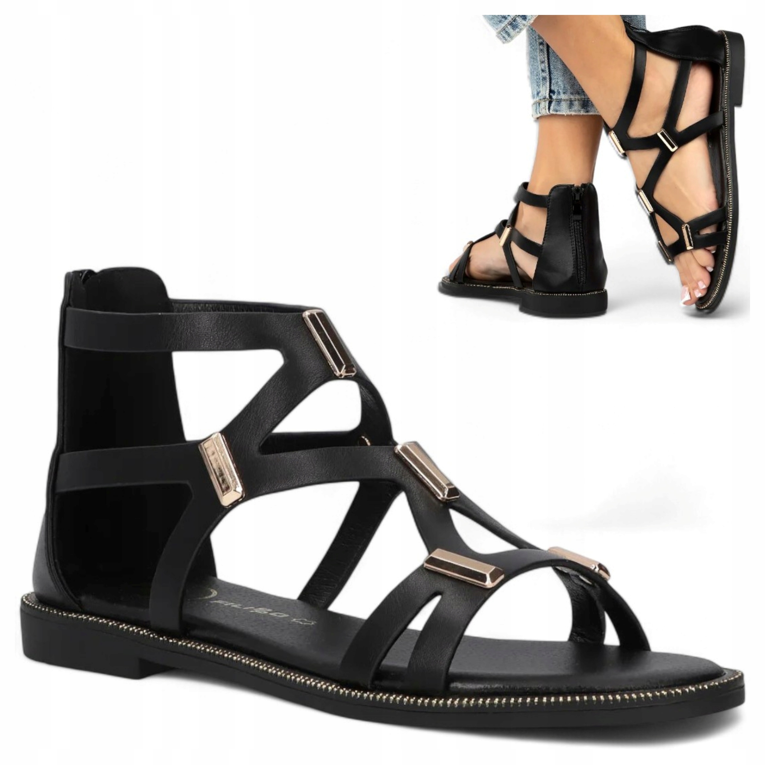 Dámské sandály Filippo 37 Ploché Letní Lehké Elegantní na zip Černé