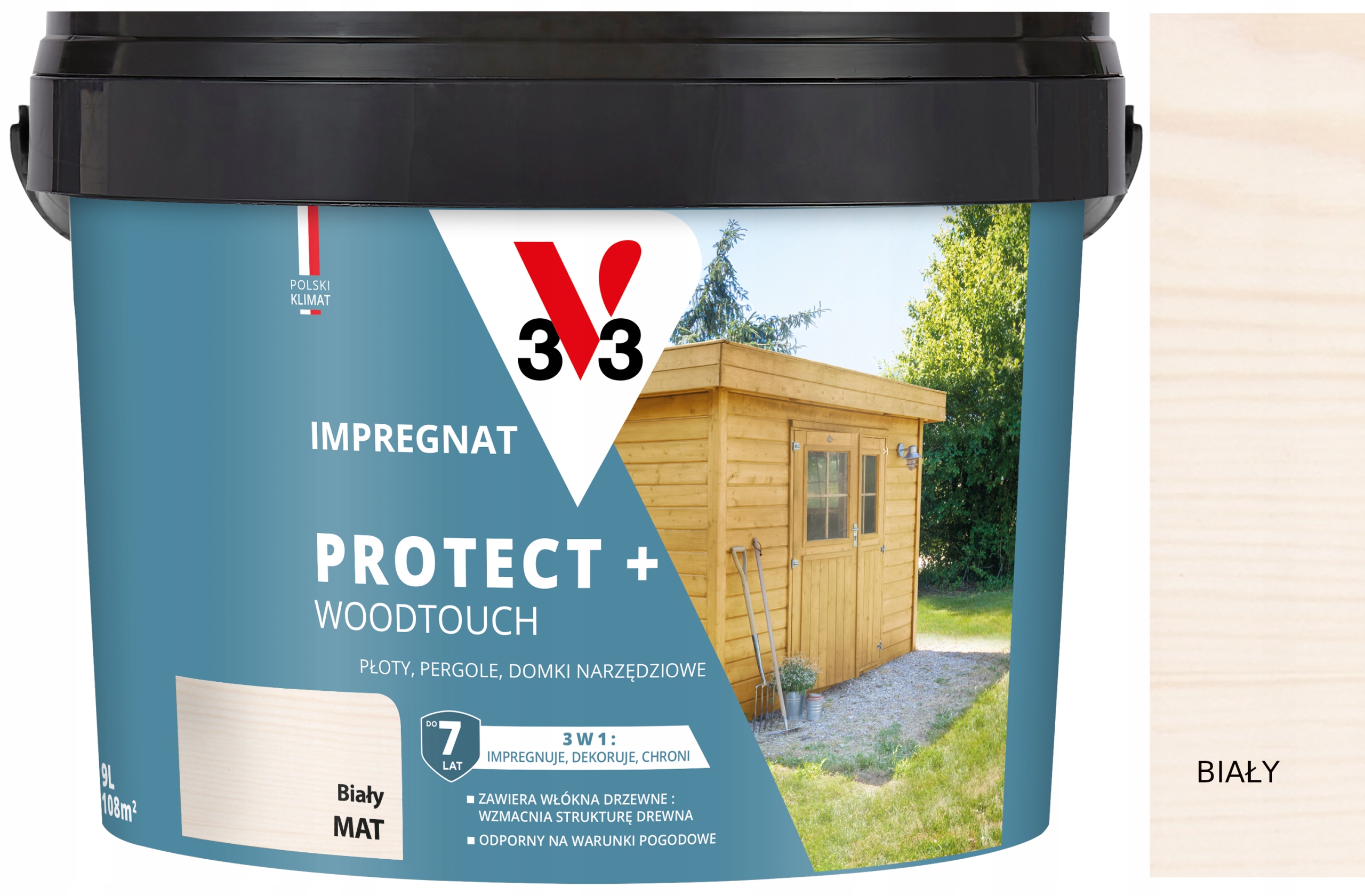 V33 Impregnat Protect+ biały 9l
