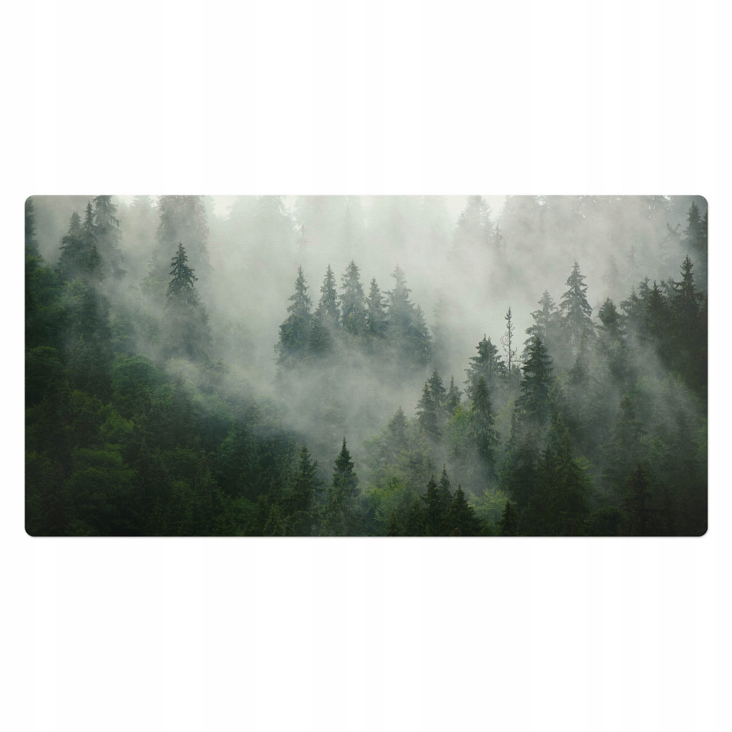 Dekorativní podložka pod notebook na psací stůl Zamlžená jehličnatá krajina 100x50 cm