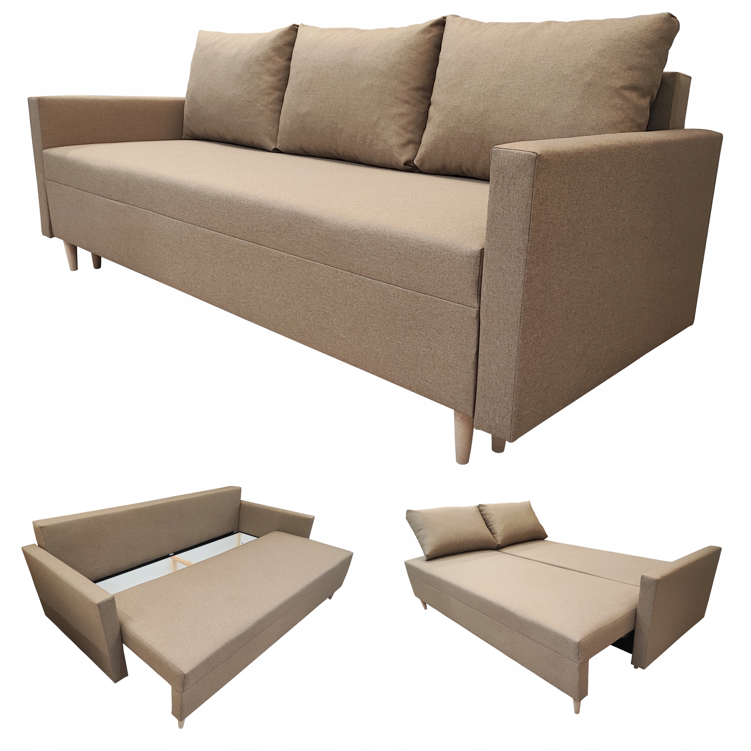Rozkládací Pohovka Funkce Spaní Pohovka S Úložným Prostorem Scandik Bonell 210 CM