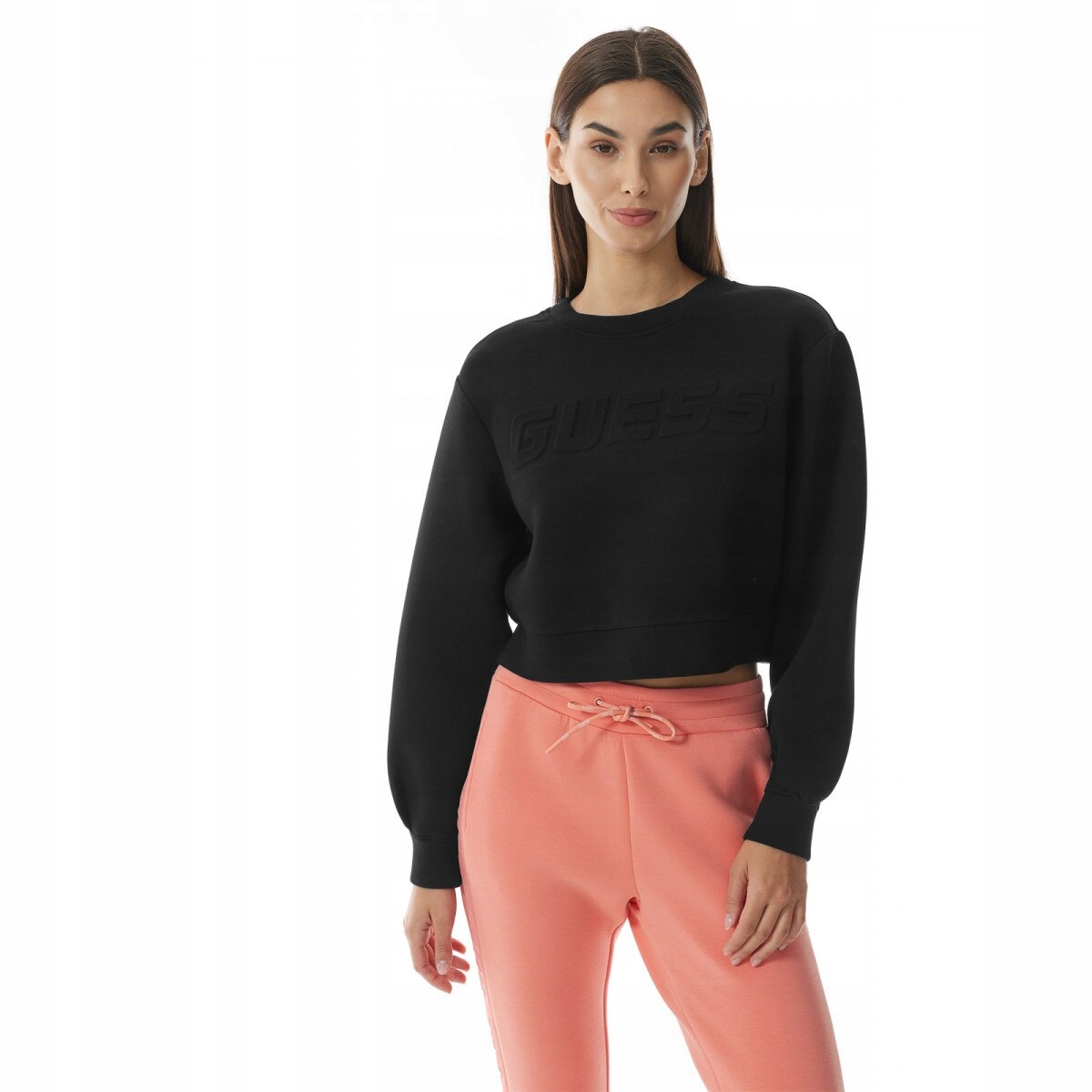 Damska bluza dresowa nierozpinana bez kaptura Guess Cindra czarna