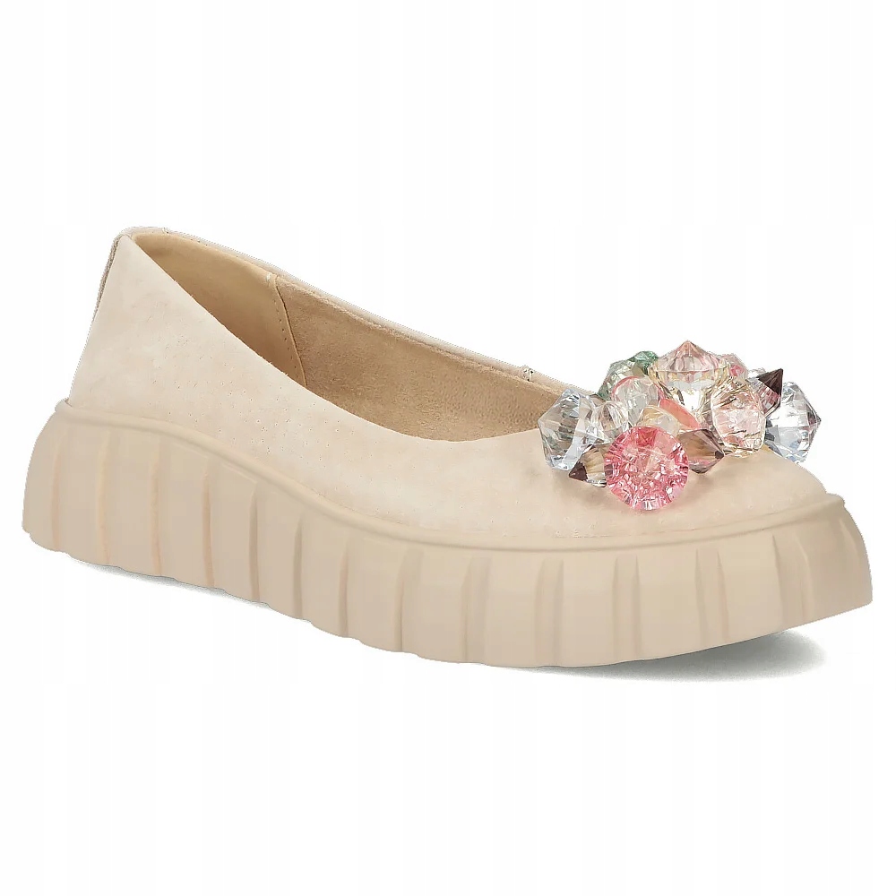 Buty damskie skórzane półbuty na platformie Filippo z ozdobą r.39