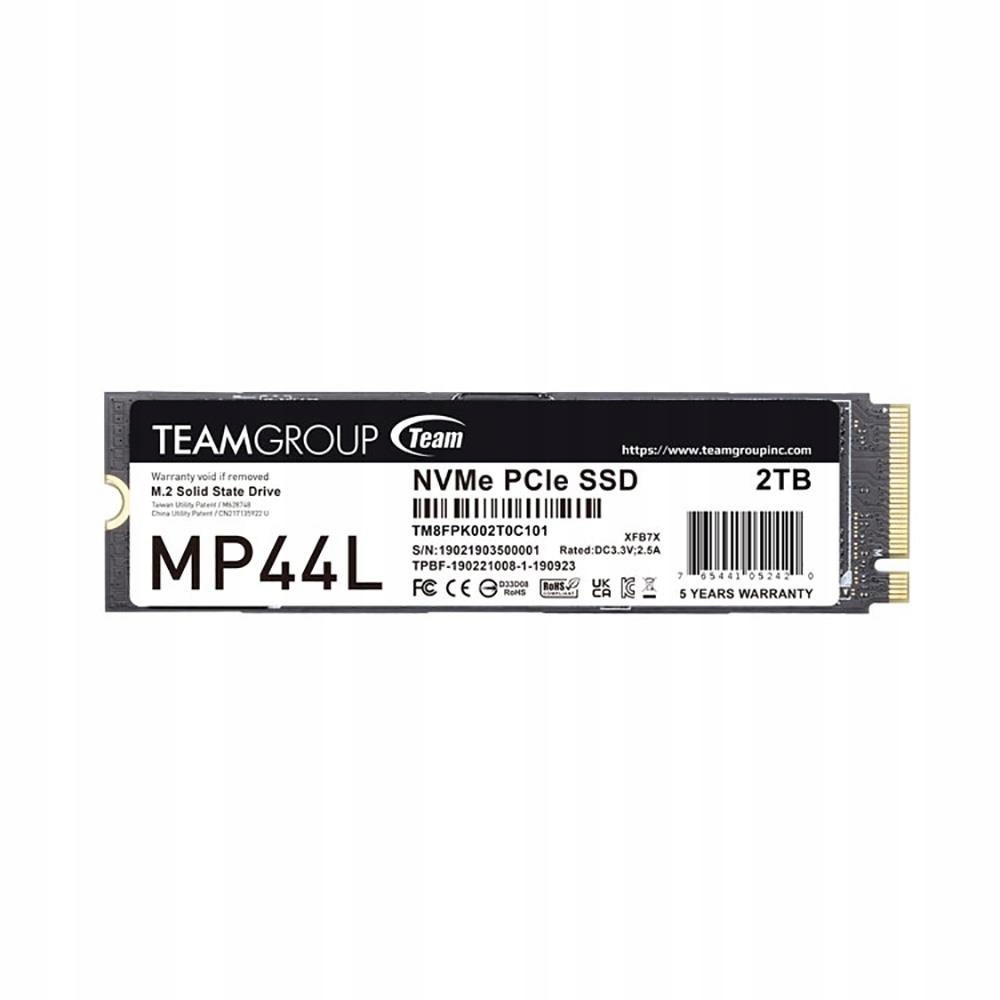 Ssd disk Team Group MP44L 2TB M.2 PCIe NVMe Gen4 x4 (4800/4400 MB/s)