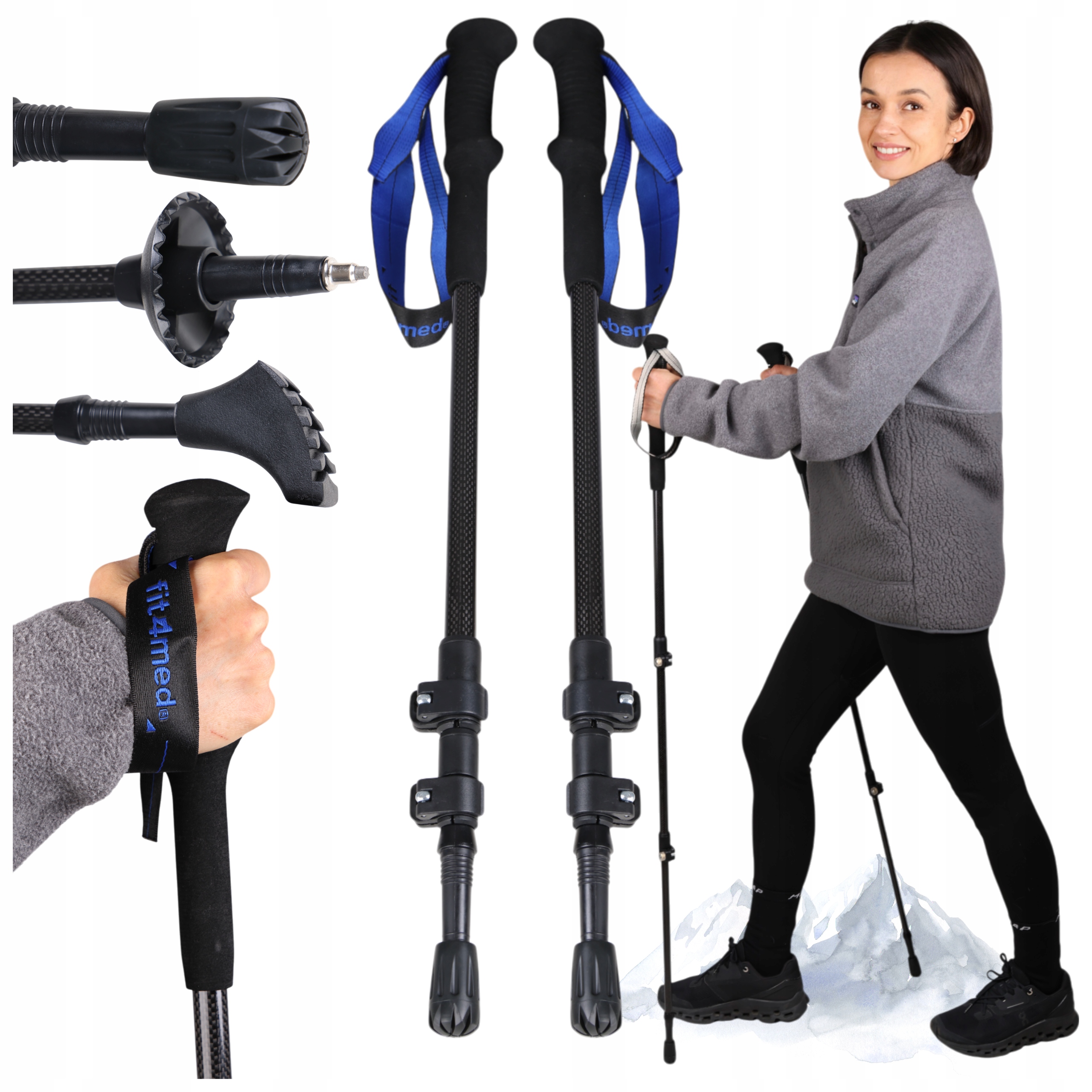 Trekové Hole Karbonové 3-DÍLNÉ Nordic Walking, Velmi Lehké, 160 G