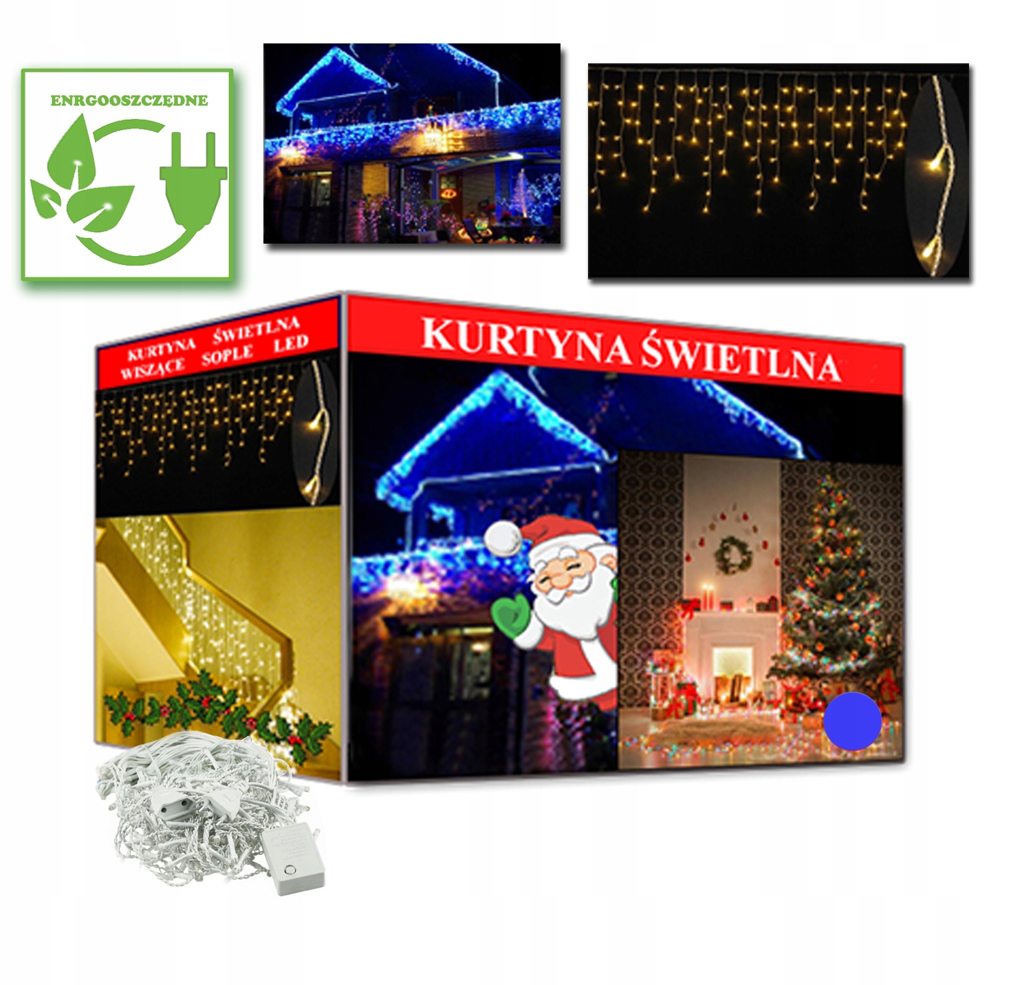 

Kurtyna Świetlna Sople 200 Led Lampki Niebieskie