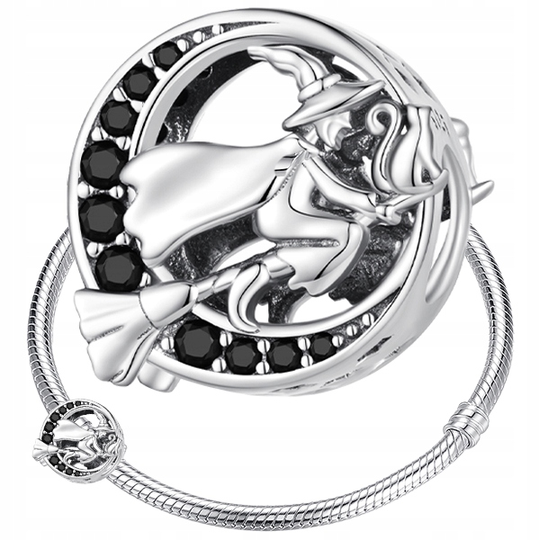 

Charms Czarownica Kot cyrkonie S925 koralik beads