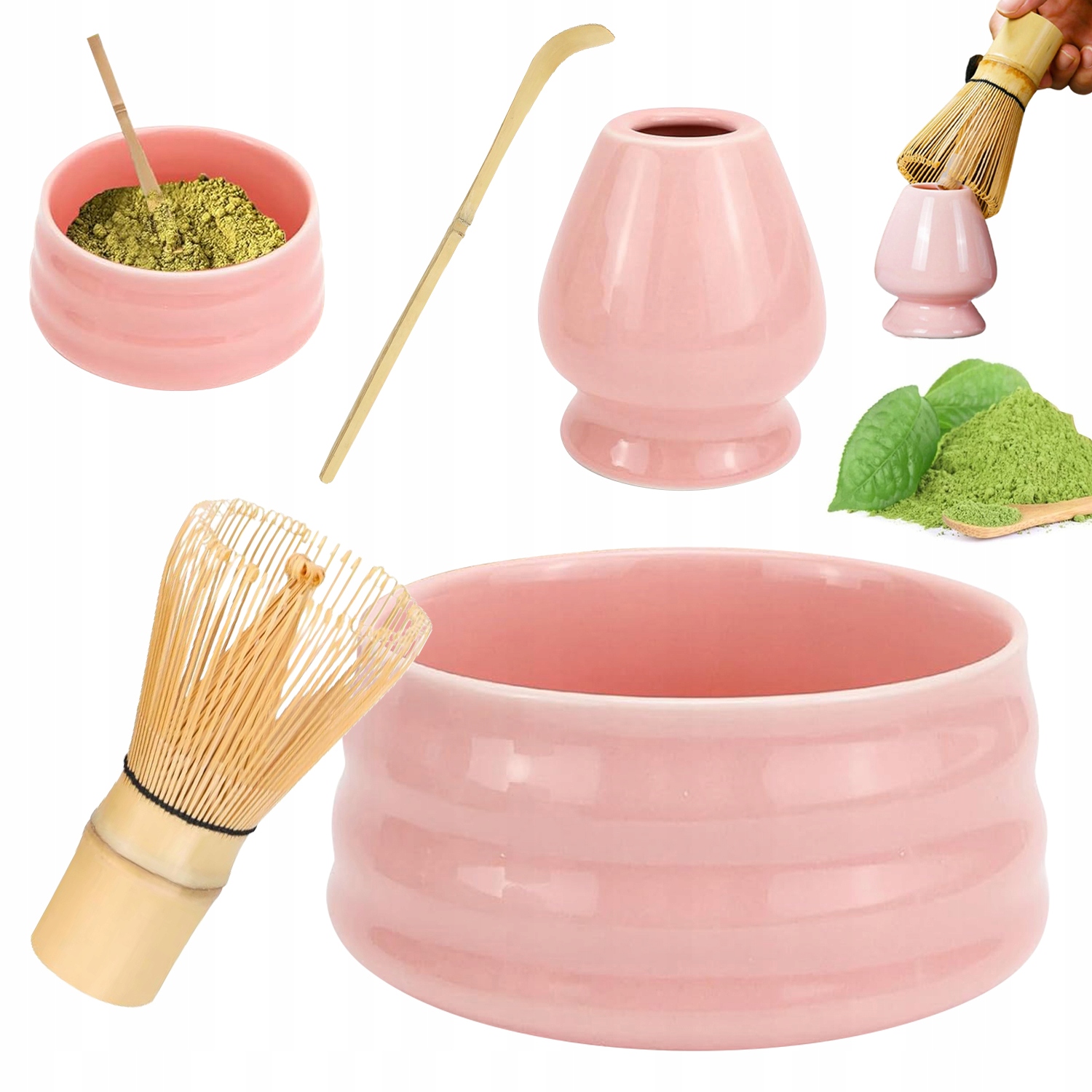 Levně 4 x Bambusový Dárková Sada Na Čaj Matchy Chashaku Třepačka Lžíce