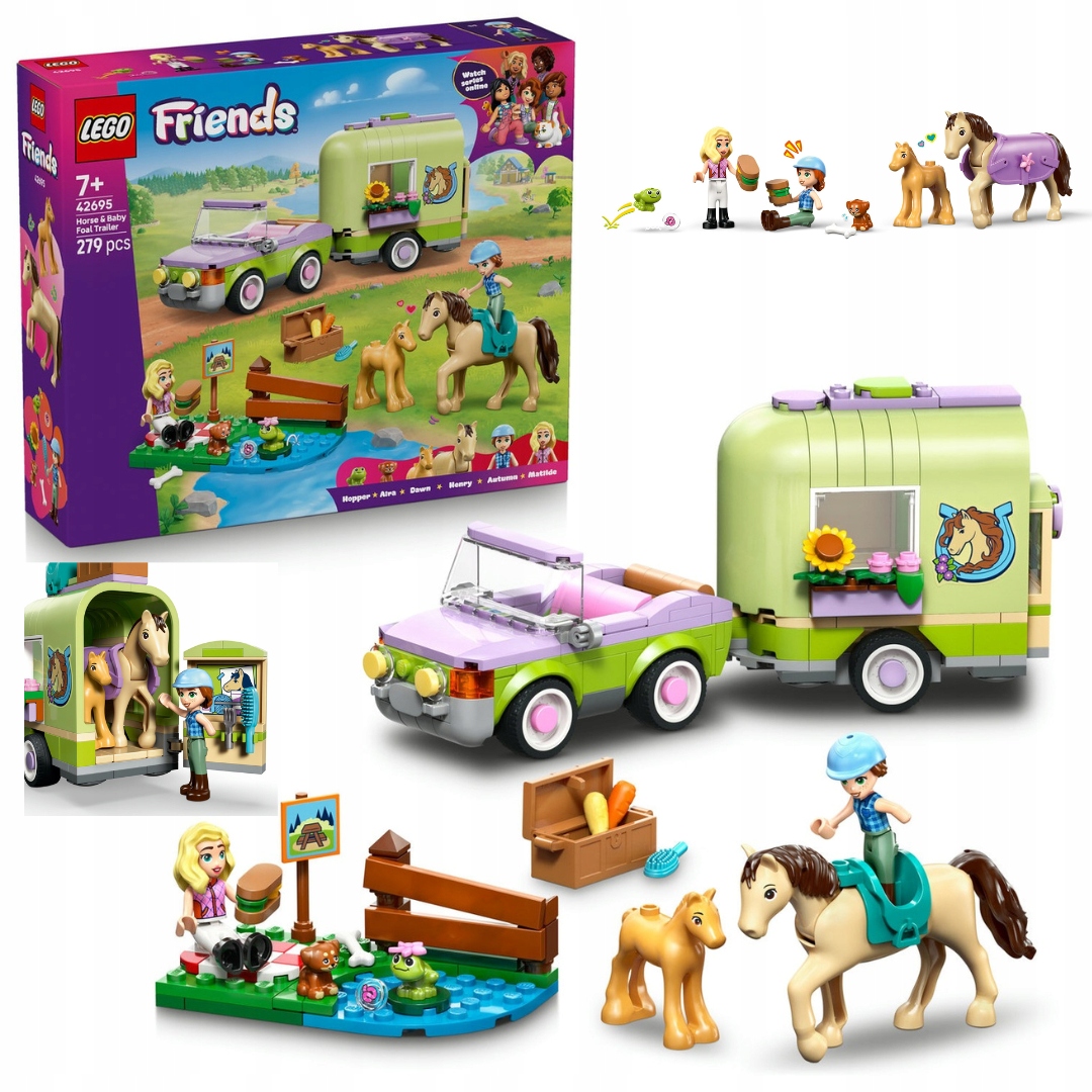 Lego 42695 Friends Přívěs s koněm, hříbětem a přívěsem