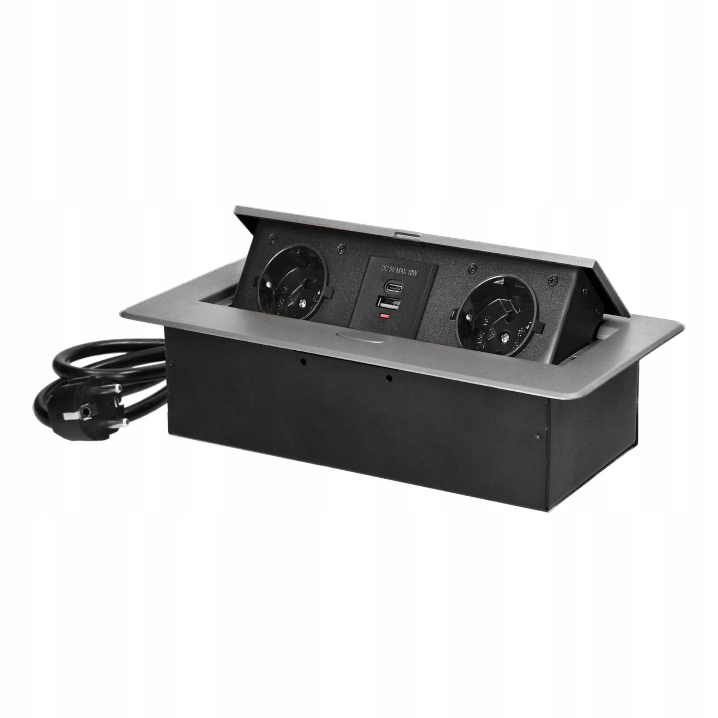 Zásuvka sklopná do desky 2x 230V 1xUSB-A 1xUSB-C 1.2 m