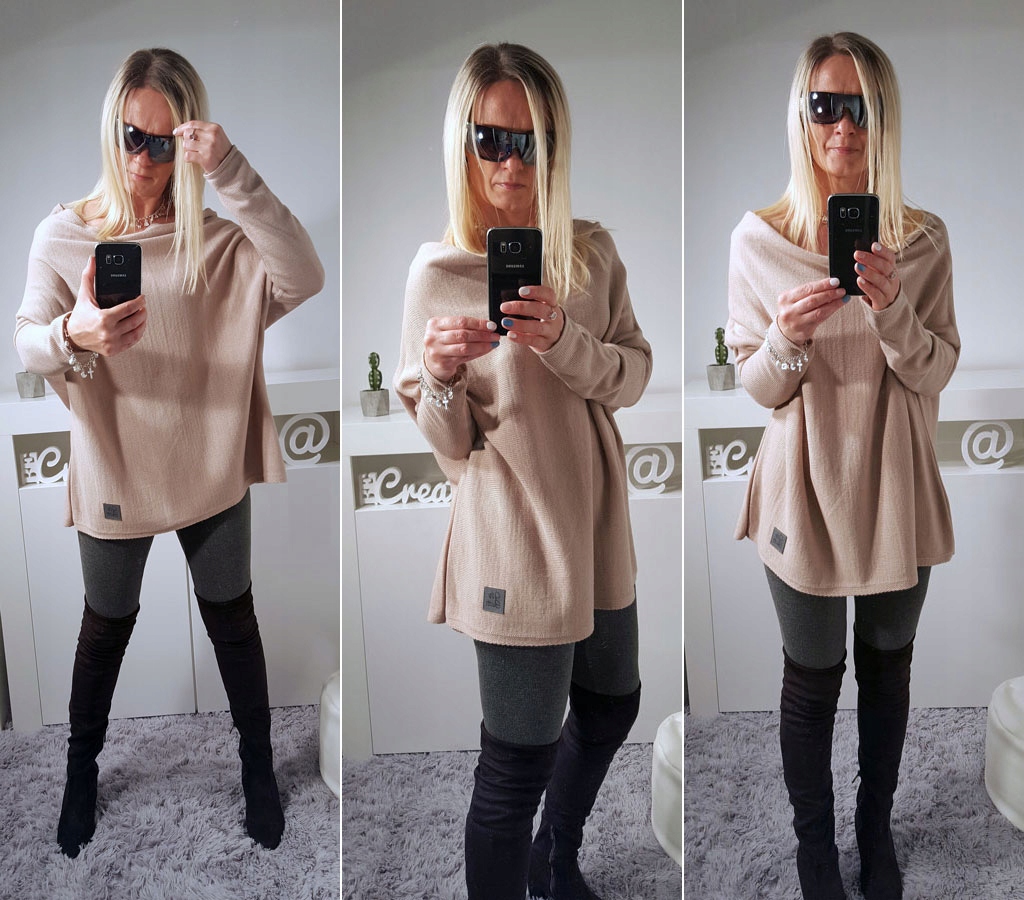 

Sweterek Oversize Tunika Sweter Wool Odkryte Ramię