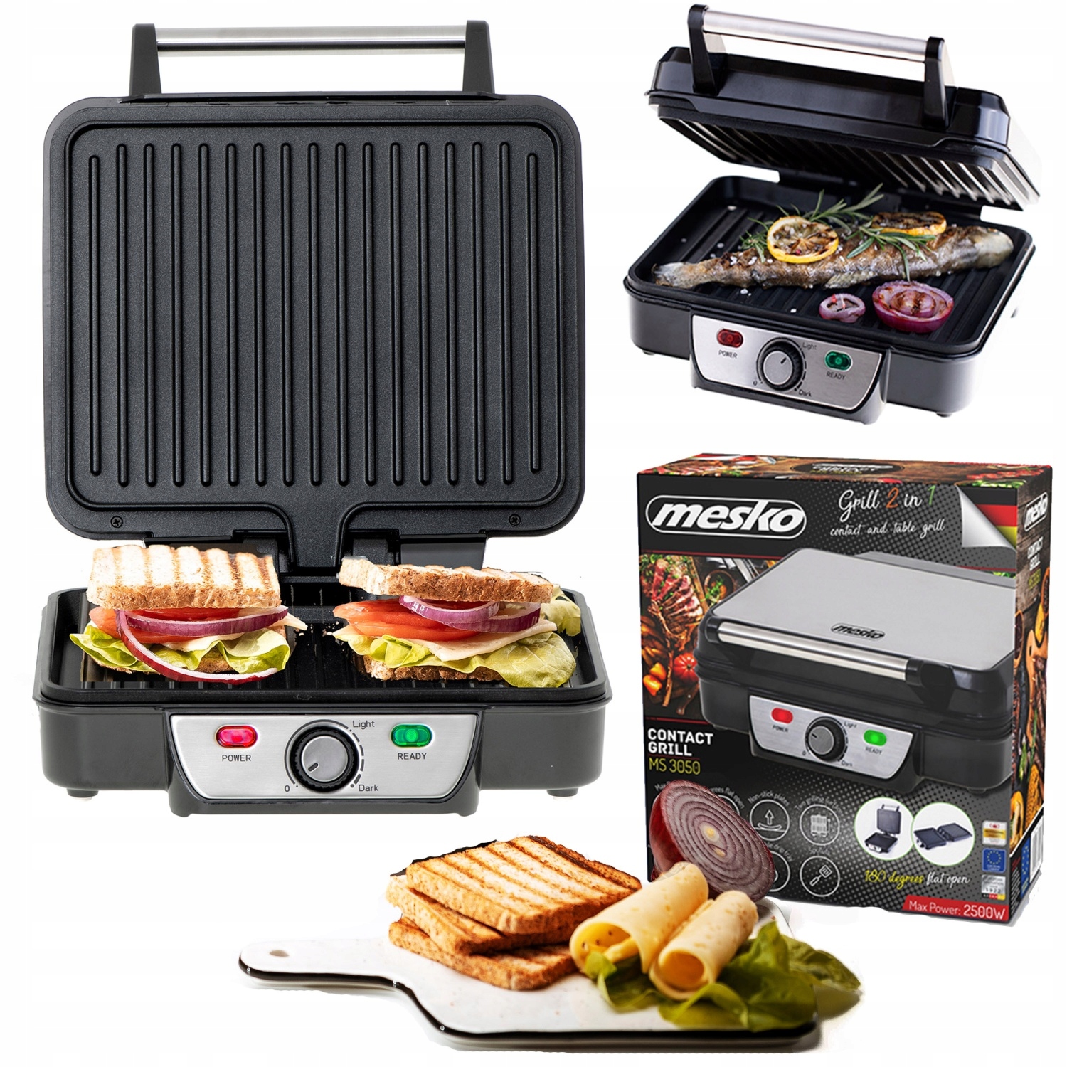 Elektrický gril Mesko Ms 3050 2500W Velká plocha Grilování