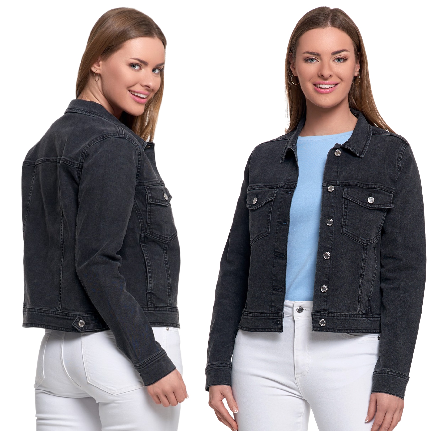 Dámská Džínová Bunda Katana Moraj Klasická Pohodlná Grafit 3XL Plus Size