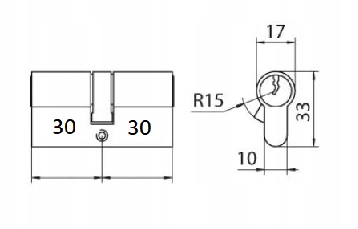 WKŁADKA BĘBENKOWA DRZWIOWA MOSIĄDZ 30/30 GJM SUPER Kod producenta wg3030