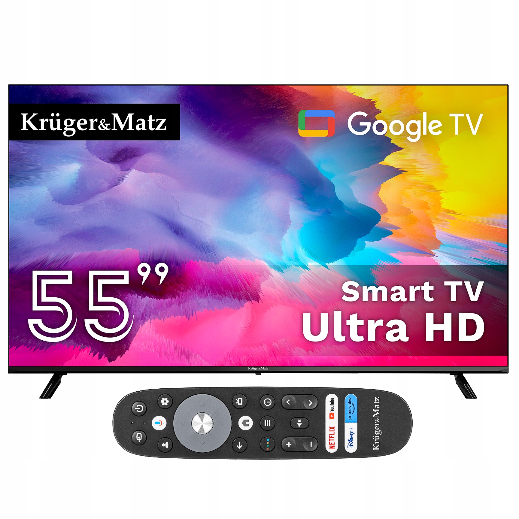 Telewizor Kruger&Matz 55" UHD Google TV WiFi DVB-T2 H.265 HEVC + KABEL HDMI