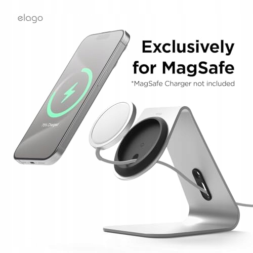 ELAGO MS4 Stacja Ładowania MagSafe iPhone 16 15 14 13 12 Srebrna — miniatura 2