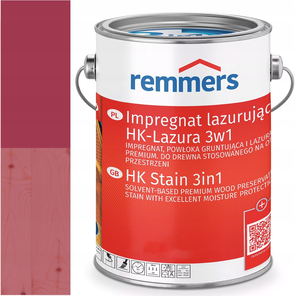 Remmers HK-Lasur Ochranná lazura na dřevo Ral 3027 Červená Malinová 5L