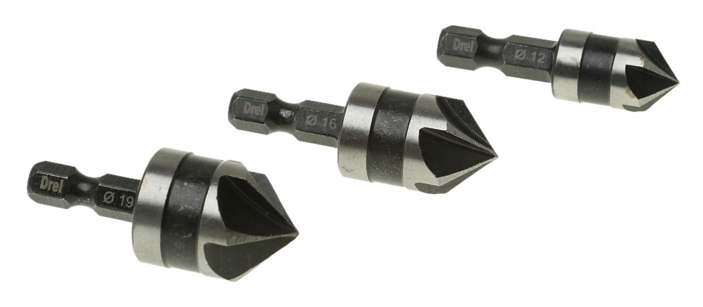 

Pogłębiacz Fazownik Do Drewna Zestaw 12-19 mm Hex