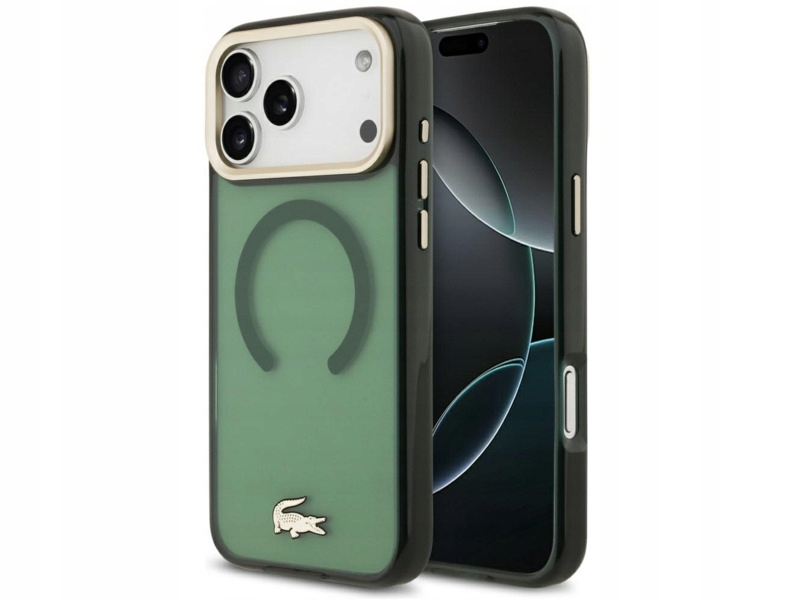 Etui Lacoste Shockproof Transparent Gold MagSafe do iPhone 17 Pro Max