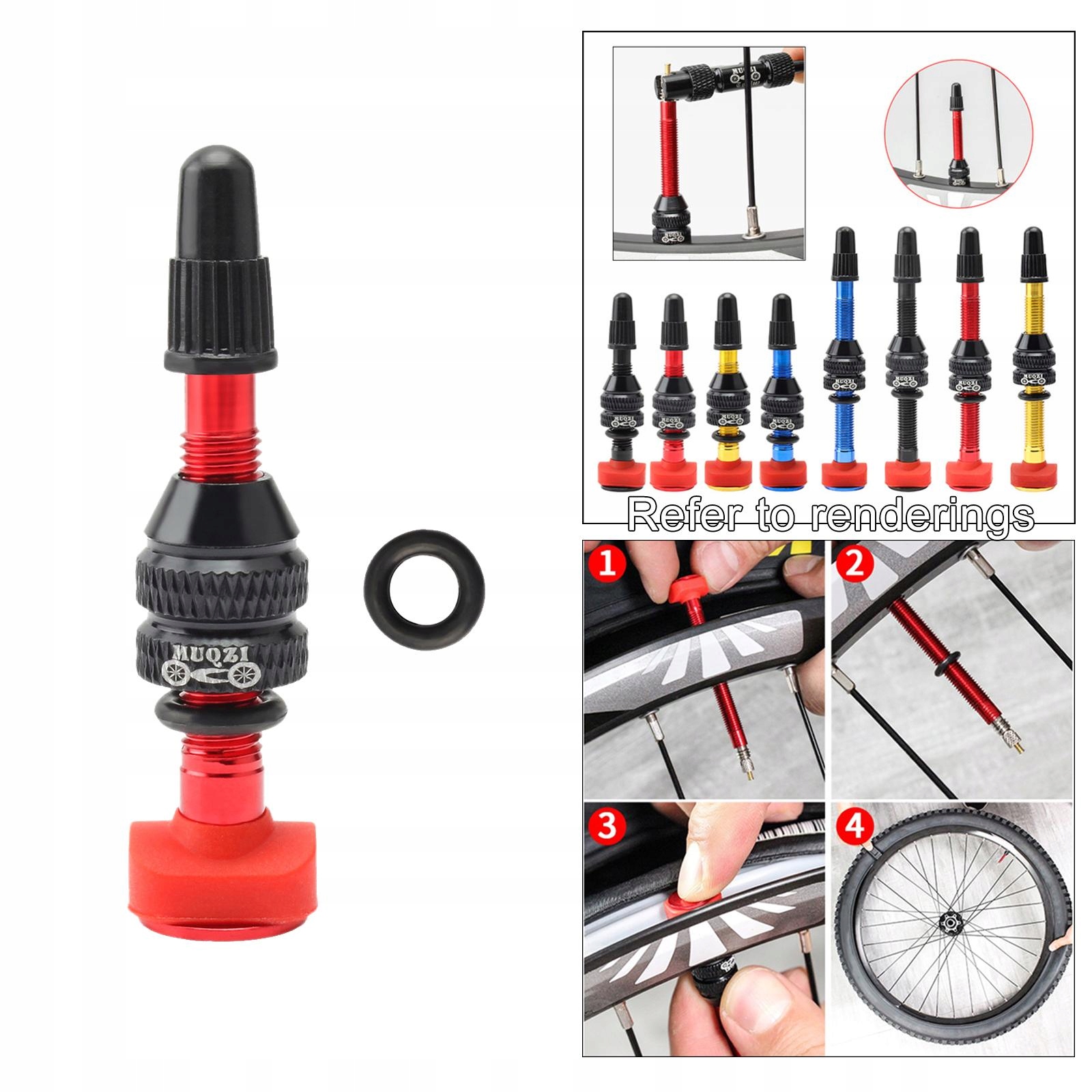 2xPresta Tubeless Aluminiowy z wentylem Długość 1 mm