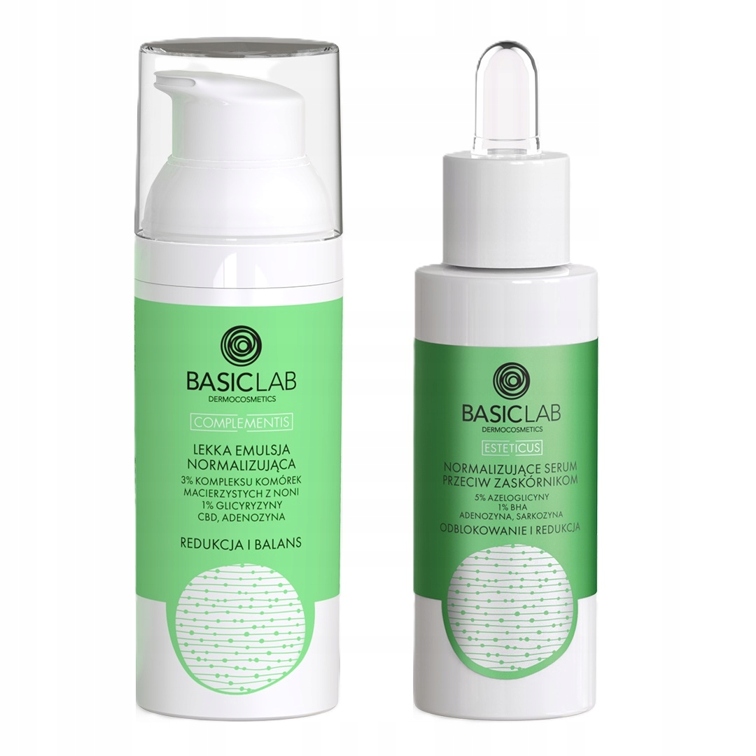 BasicLab Zestaw Przeciw Nadprodukcji Sebum i Zaskórnikom do Skóry Tłustej