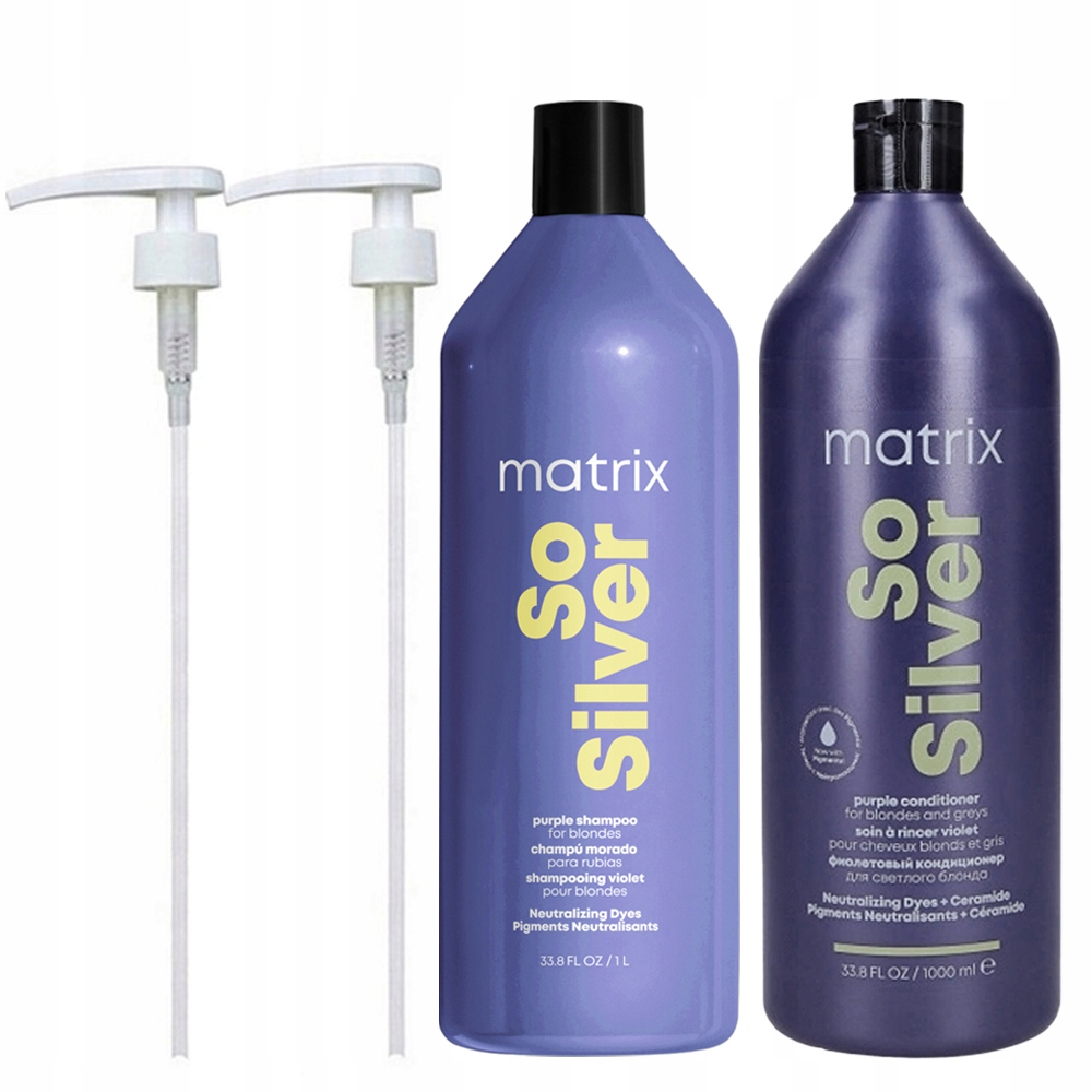 Matrix So Silver sada pro šedivé vlasy šampon 1 l kondicionér 1 l 2 x pumpička