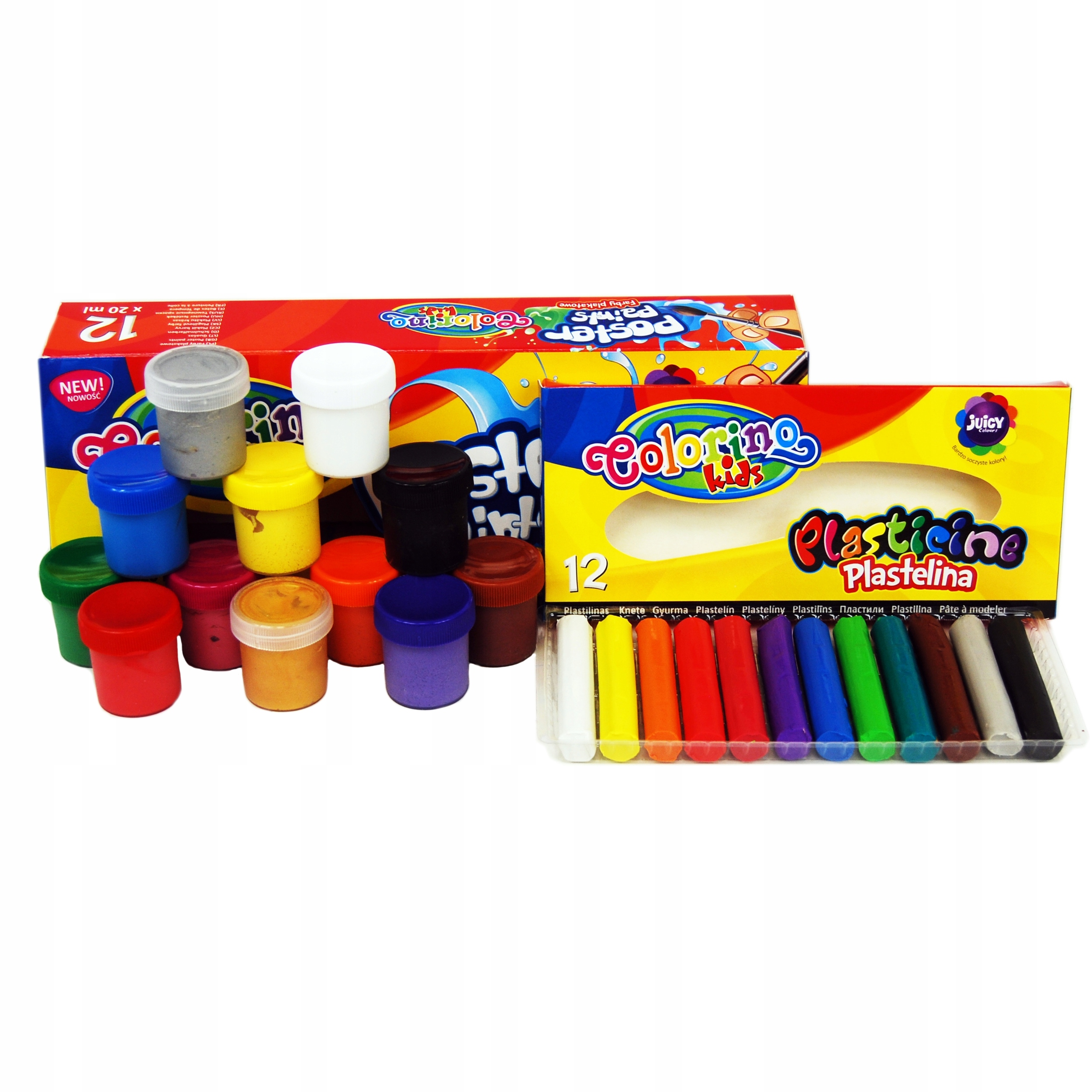 FARBY PLAKATOWE 20ML + PLASTELINA 12 KOLORÓW PATIO Marka Colorino