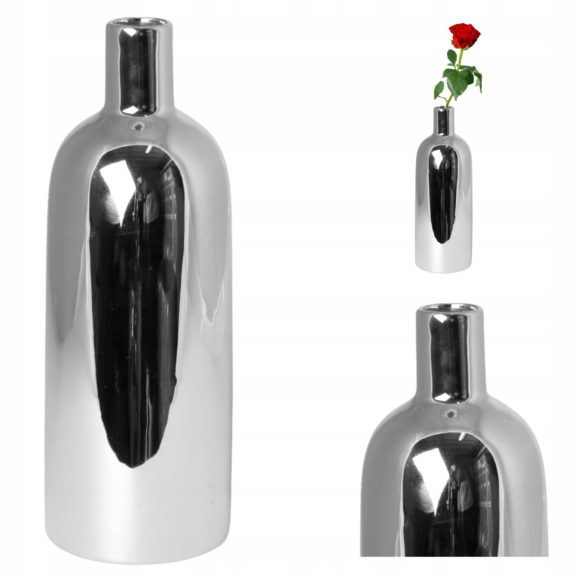 

Wazon Ceramiczny Duży Srebrny Glamour 23