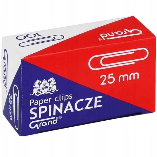 

Spinacze Biurowe 25mm Okrągłe Grand Srebrne 100szt