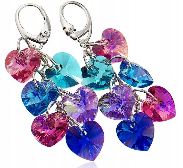 Krystaly Krásné Náušnice Rose Blue Stříbro Arande