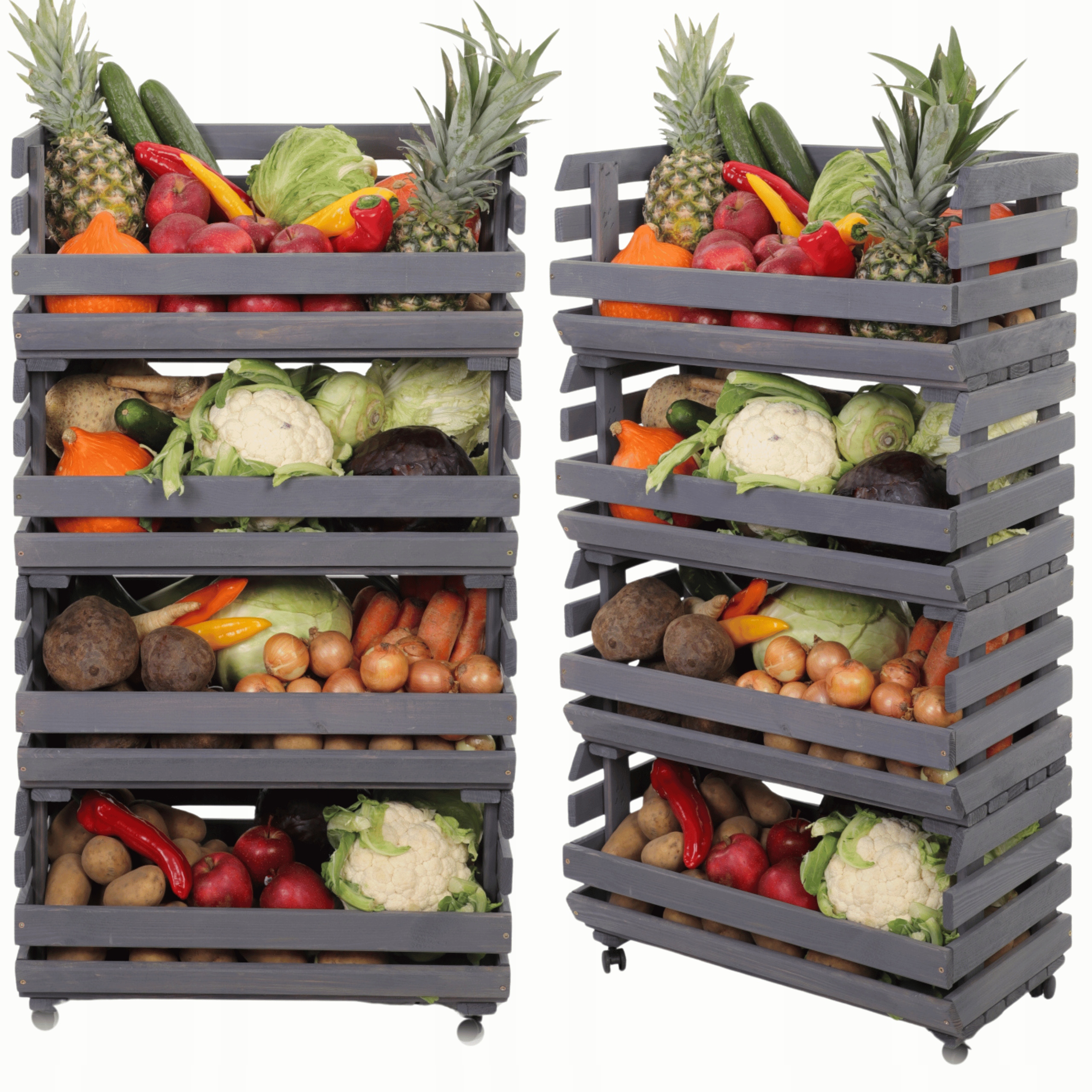 Stojan na zeleninu regál boxy na kolieskach 4 boxy impregnácia 106x60x30