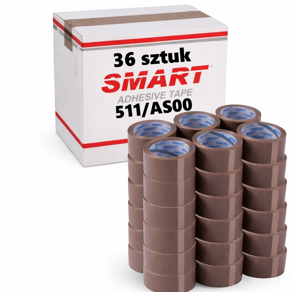 Taśma Pakowa 48/100y Brązowa Klejąca 36 sztuk Smart 36szt. Brąz 48/100
