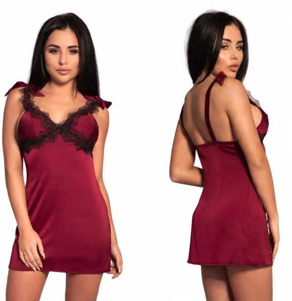 

Livia Lucami satynowa koszulka+stringi S/m bordo