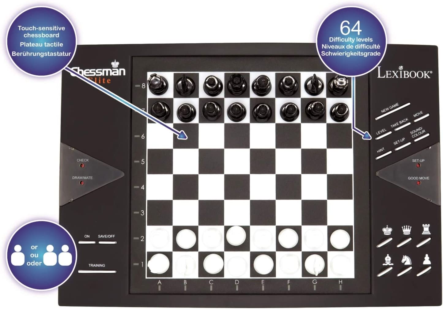 ChessMan Elite inteligentne szachy Lexibook Wiek gracza 5-7 lat 8-11 lat 12-14 lat 15-18 lat 18+